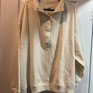 AERIE women’s Cream Half-Zip Sweatshirt Pullover